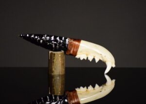 Obsidian Knives with Badger, Coyote, or Raccoon Jaw Handles