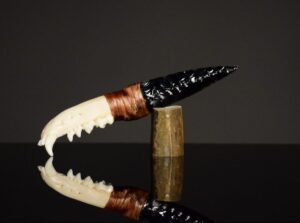 Obsidian Knives with Badger, Coyote, or Raccoon Jaw Handles