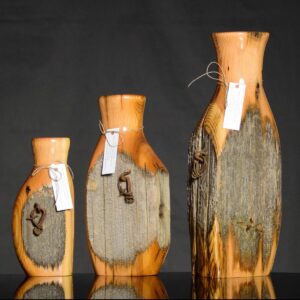 Recycled Cedar Fence Post Vases
