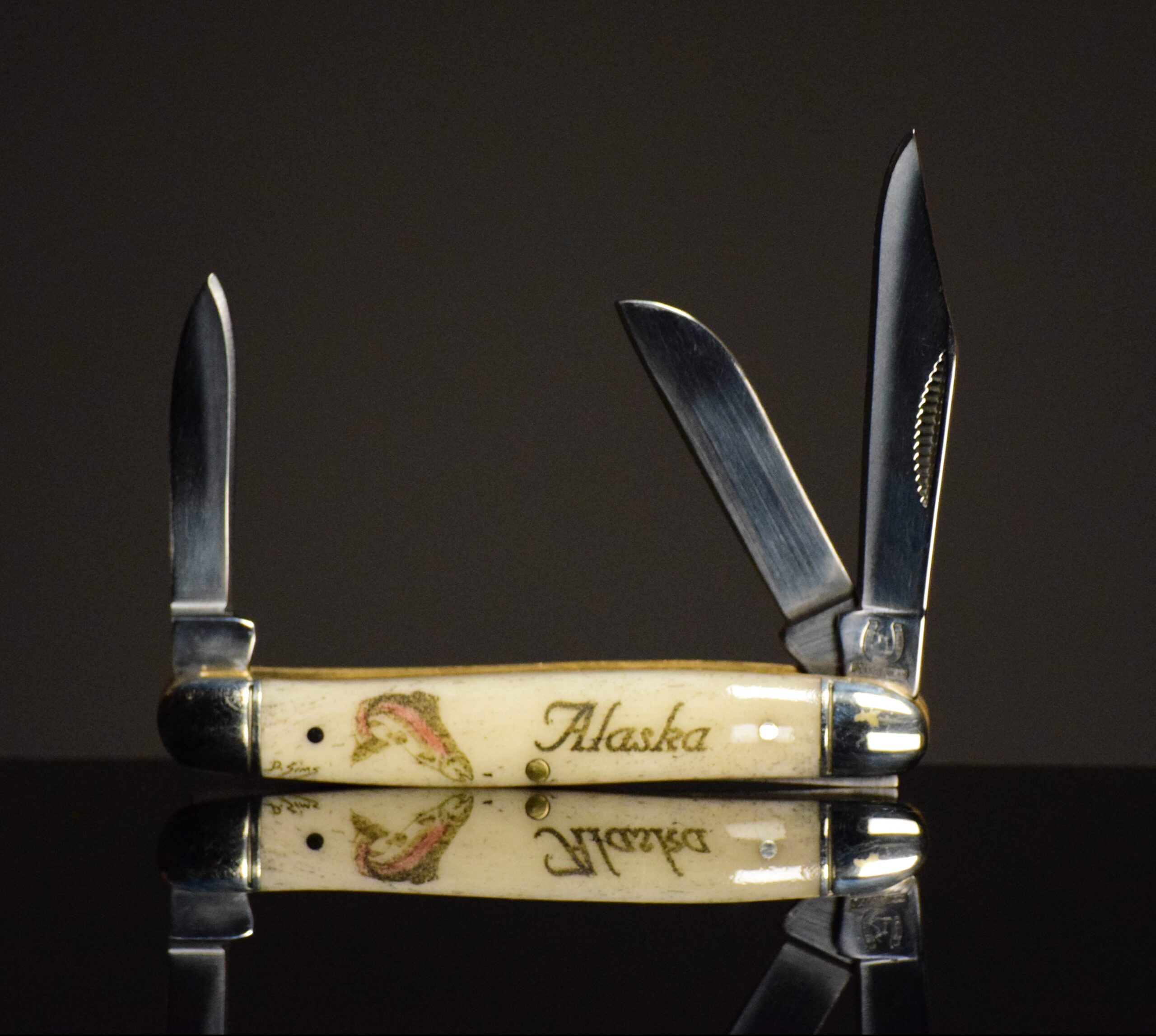 Scrimshaw Folding Knife with 3 Blades – Sam McGee's