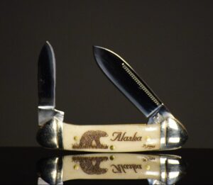 Scrimshaw Folding Knife with 2 Blades