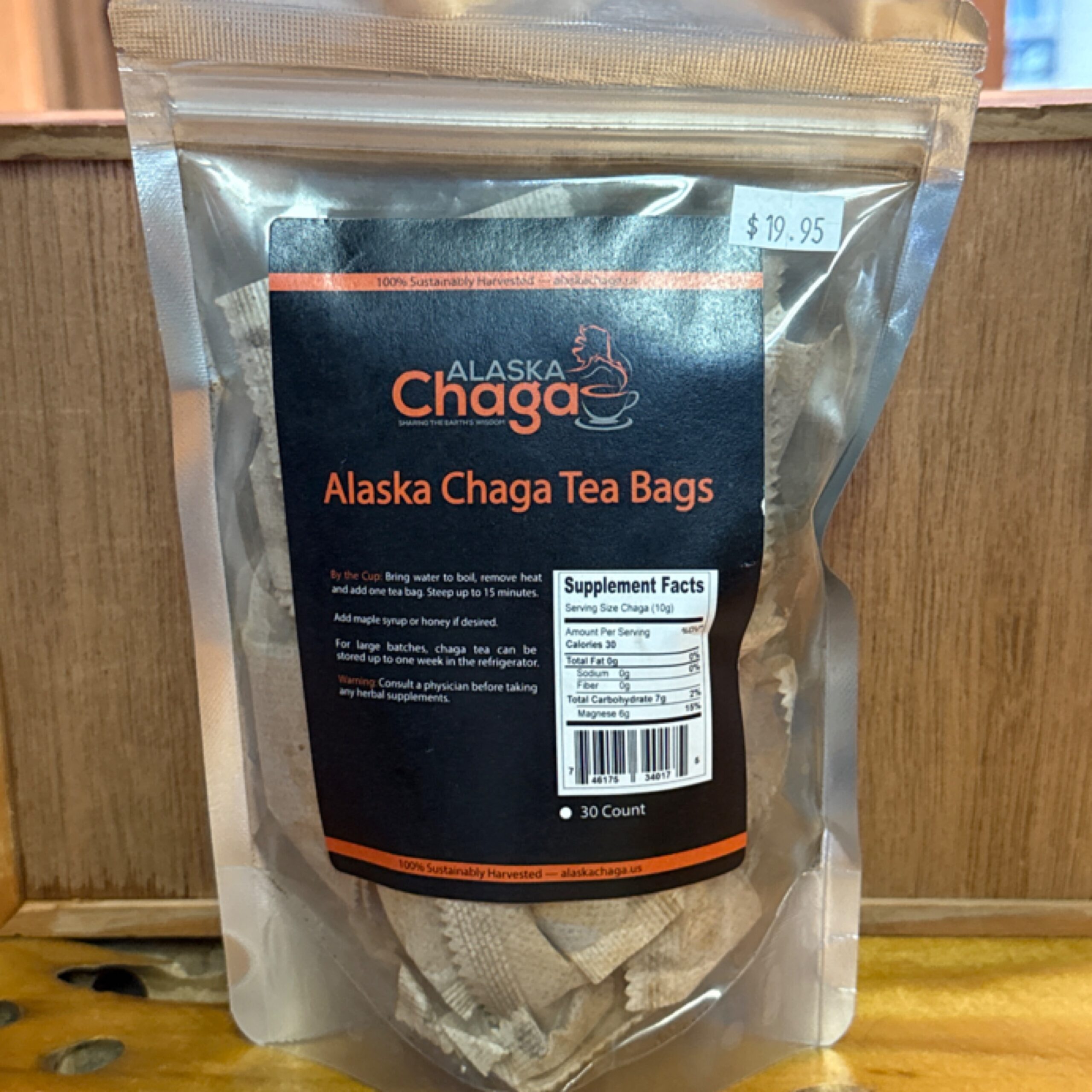 Alaska Chaga Mushroom Tea Bags (30 Count)