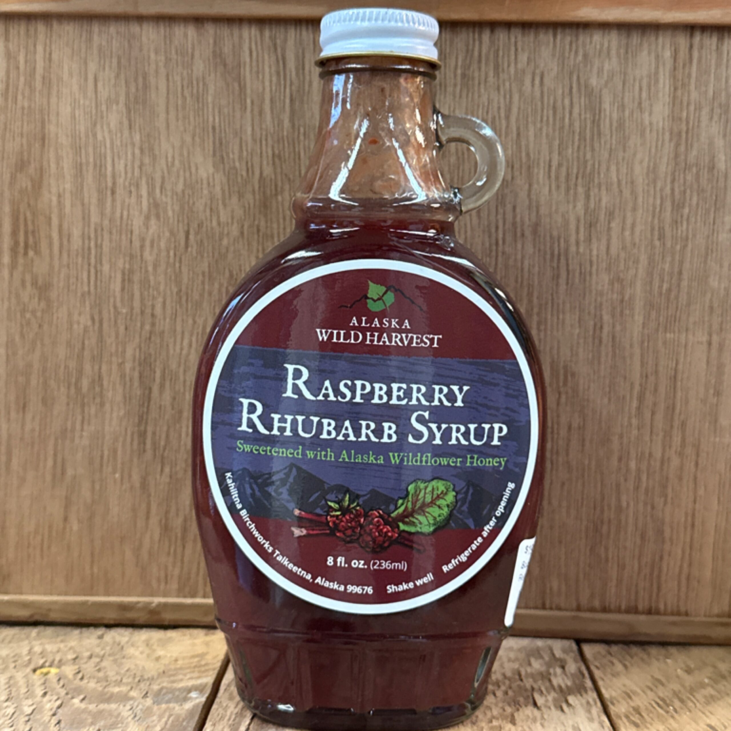 8oz. Raspberry Rhubarb Syrup Glass Bottle